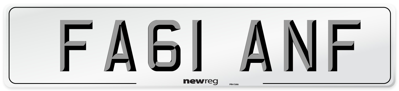 FA61 ANF Number Plate from New Reg